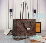High Quality Copy L---V Onthego Brown Genuine Leather Shoulder Bag